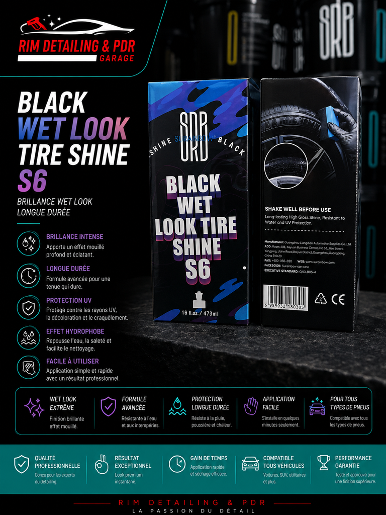 Black wet look tire shine S6